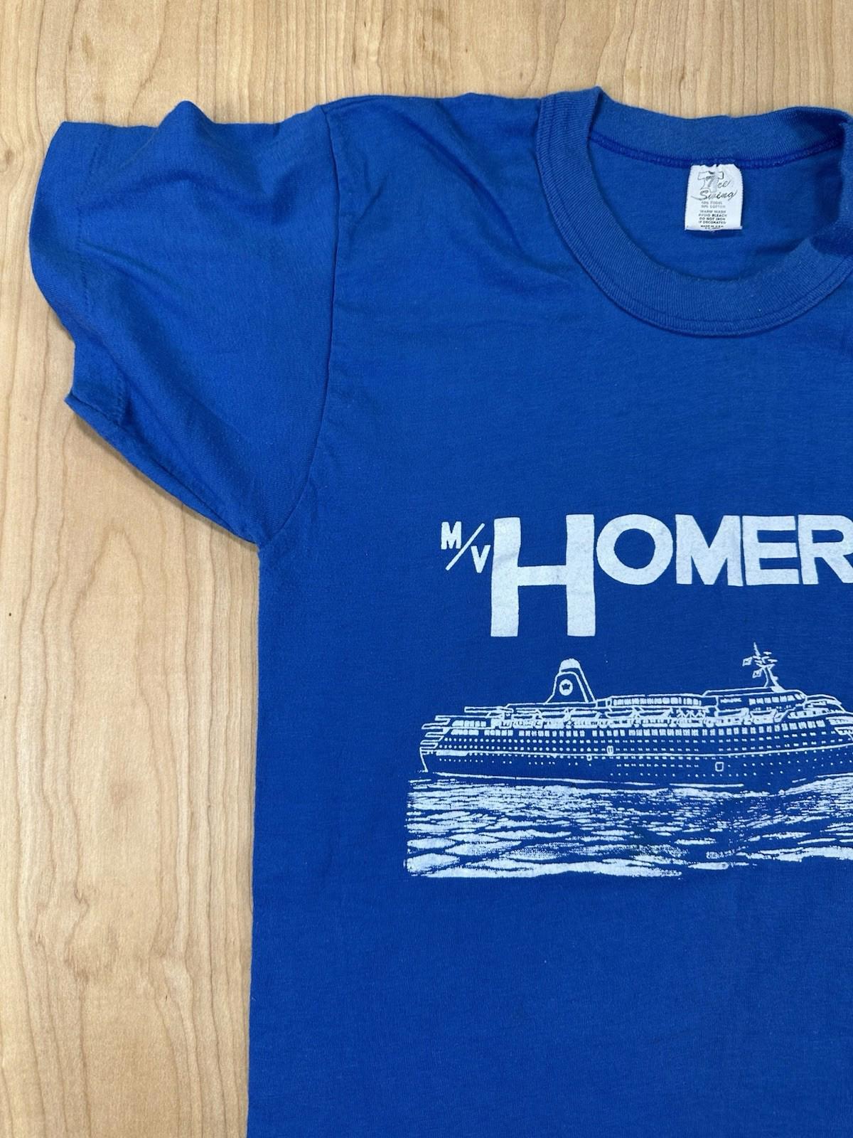 vintage 1986 CRUISE SHIP m/v HOMERIC t shirt BLUE tee swing tag USA  medium