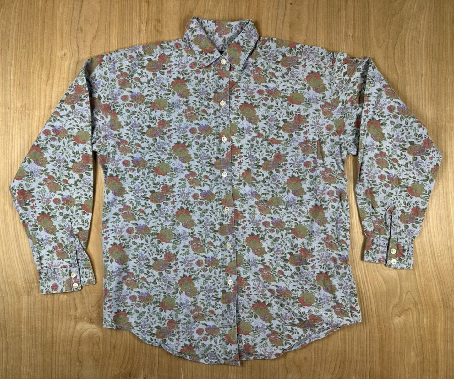 vintage 80's GAP floral blouse BUTTON DOWN cotton SMALL pocket PREPPY country