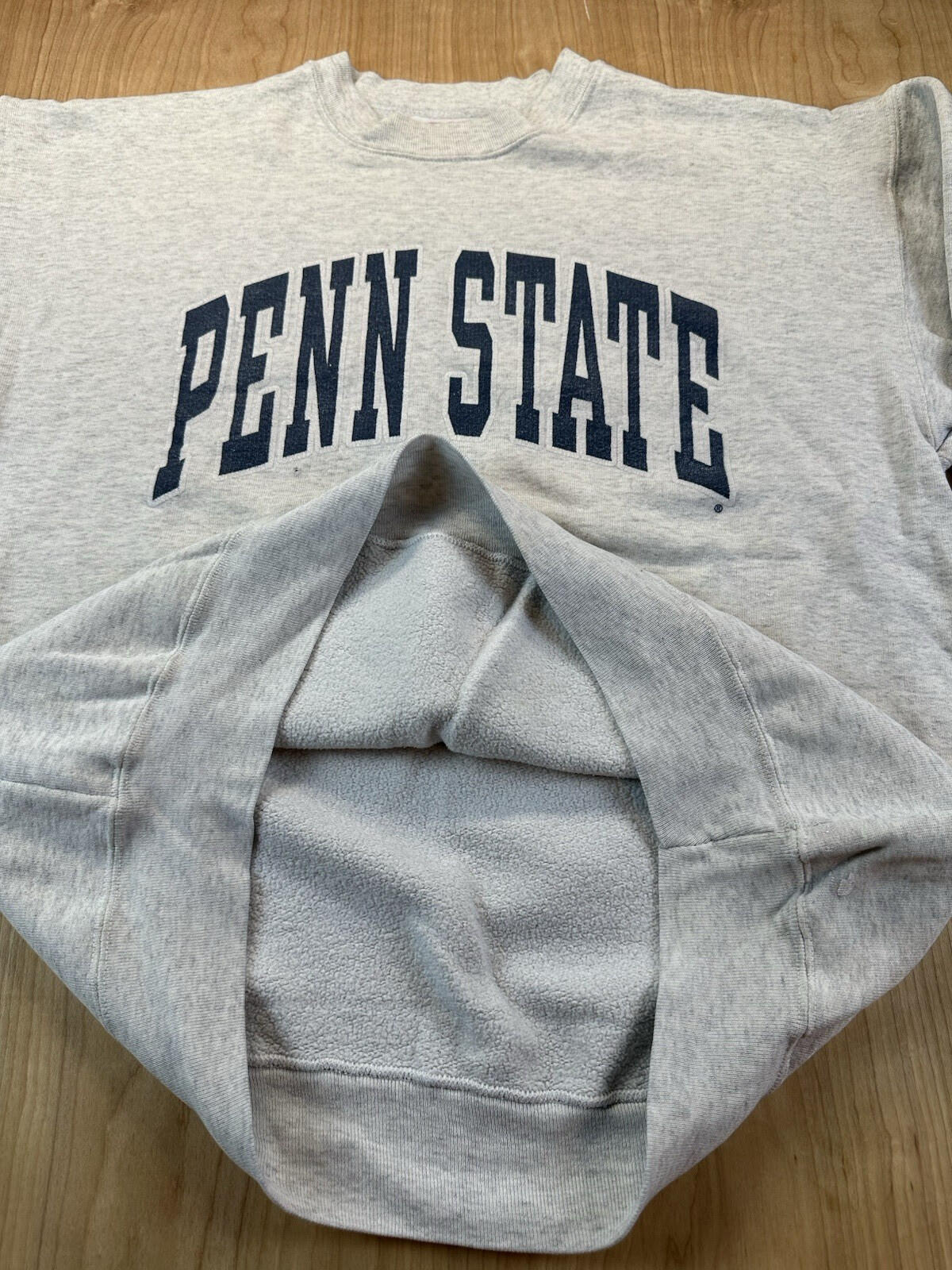 vintage 80's PENN STATE sweatshirt L double sided print DODGER tag PAINT SPLAT