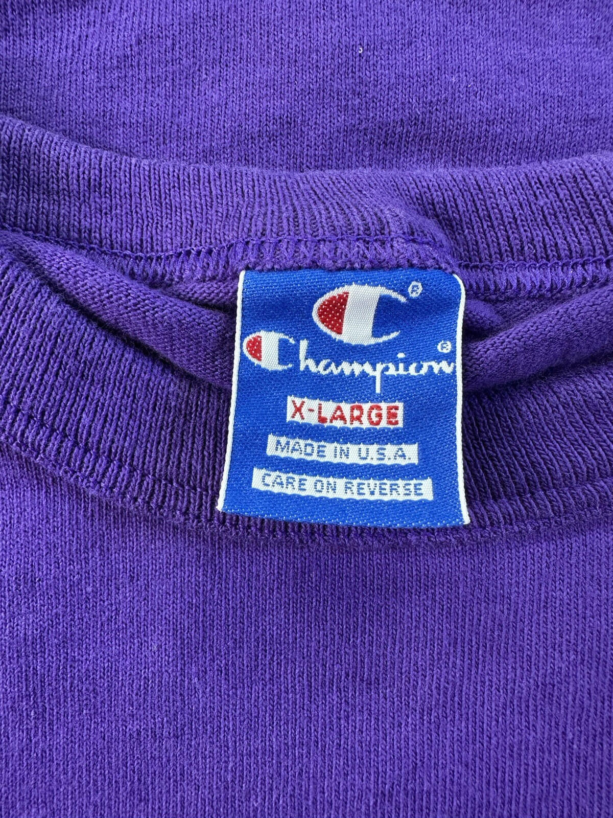 vintage 80's CHAMPION logo T SHIRT purple ALL COTTON made in USA xtra large