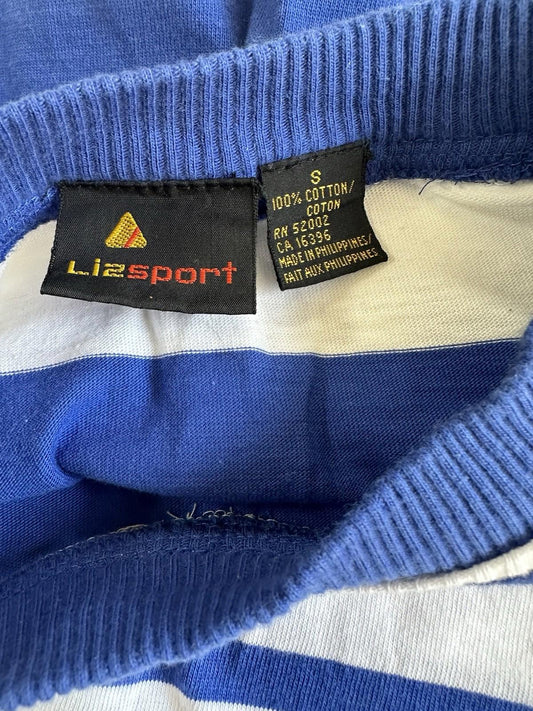 1980's liz clairborne sailor stripe tee 100% cotton preppy nautical small