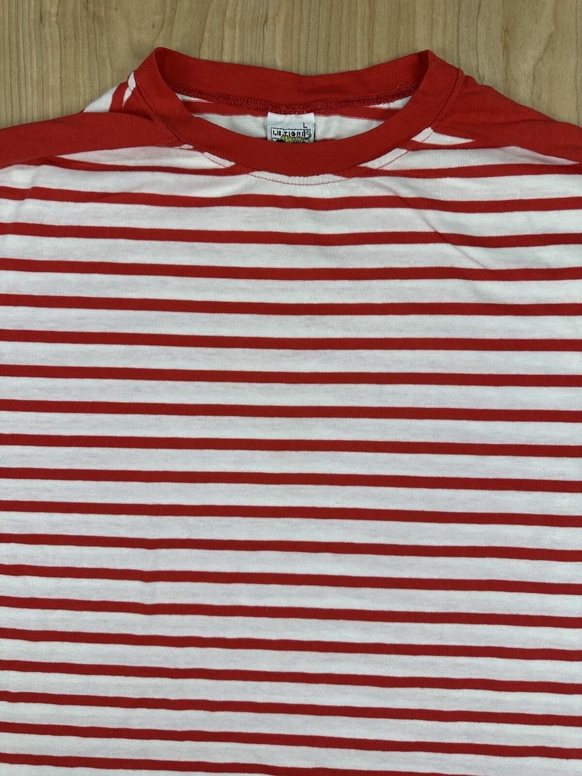 vintage 80's LE TIGRE red and white striped TOP beachy SAILOR GIRL punk LARGE