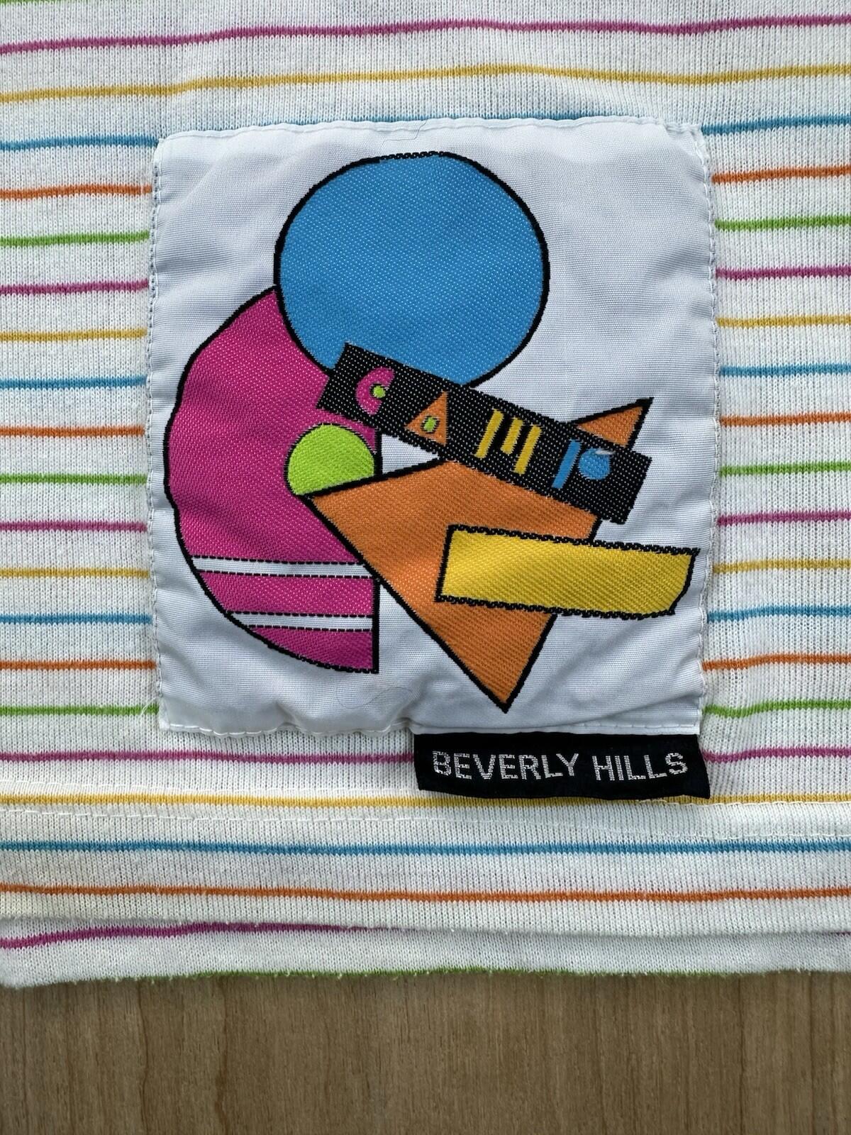 vintage 80's CAMP BEVERLY HILLS crop top applique NEW WAVE striped VALLEY GIRL