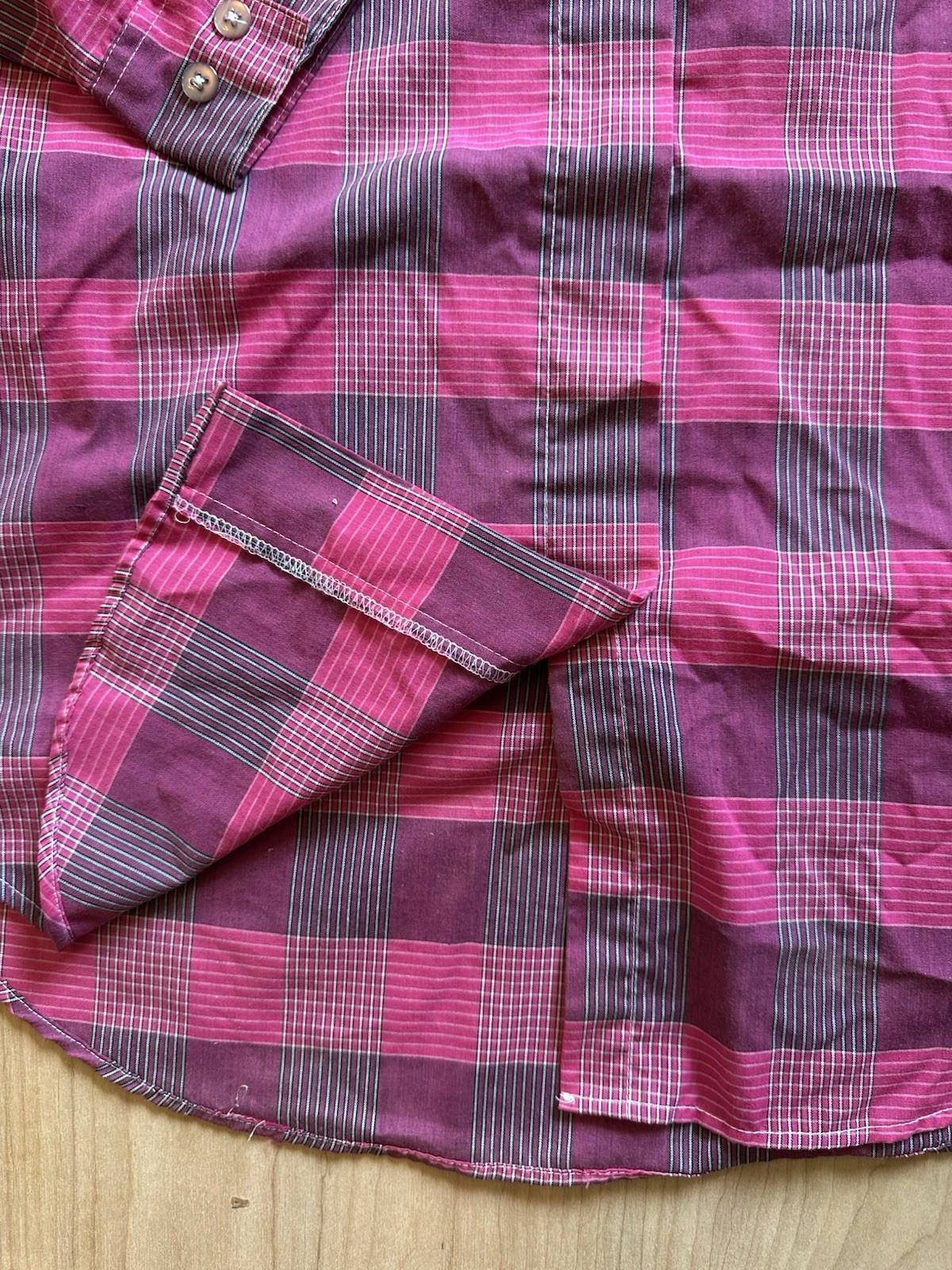 vintage 80's womans Blouse button up SHIRT pink NEW WAVE punk DISCO medium