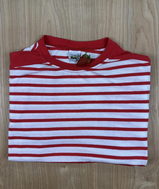 vintage 80's LE TIGRE red and white striped TOP beachy SAILOR GIRL punk LARGE