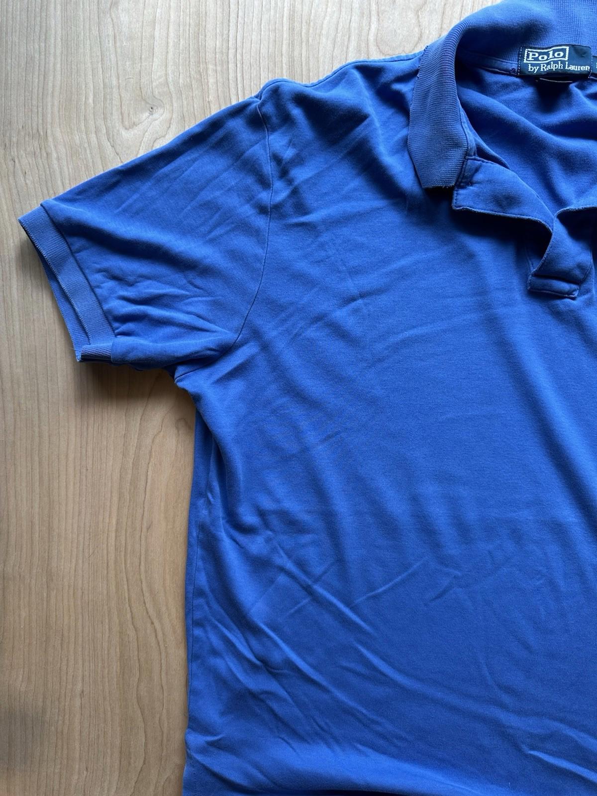 vintage 90's POLO shirt RALPH LAUREN sky blue WORN faded BROKEN IN frayed SOFT