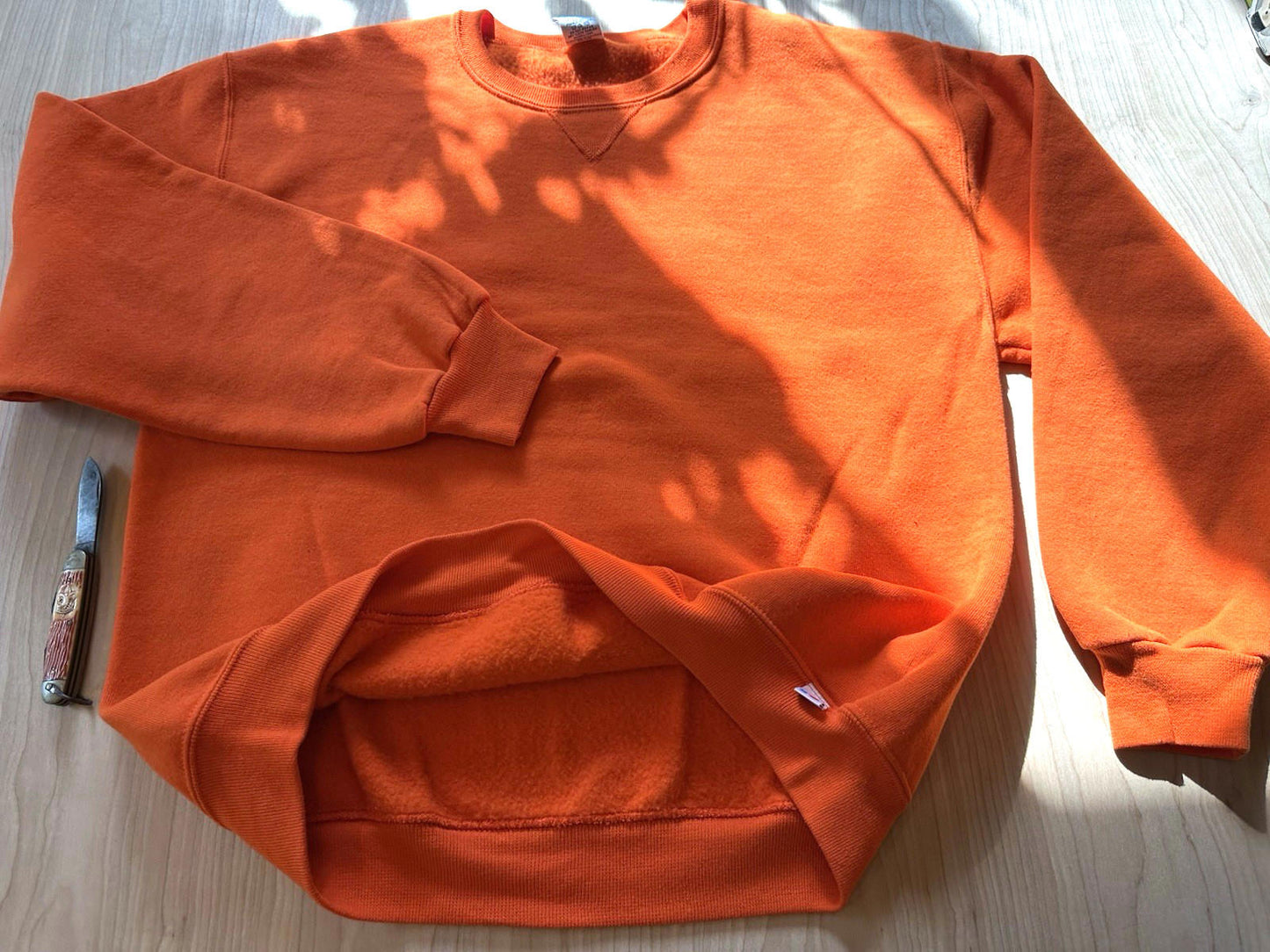 vintage 90's RUSSELL athletic ORANGE pullover sweatshirt size MEDIUM