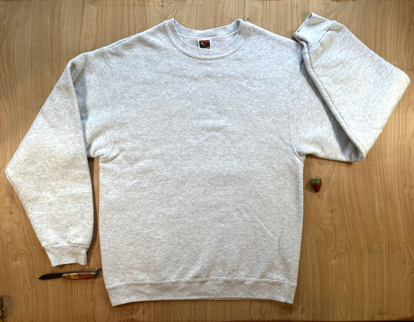vintage 90's FRUIT OF THE LOOM blank SWEATSHIRT gray SIZE LARGE clean COTTON