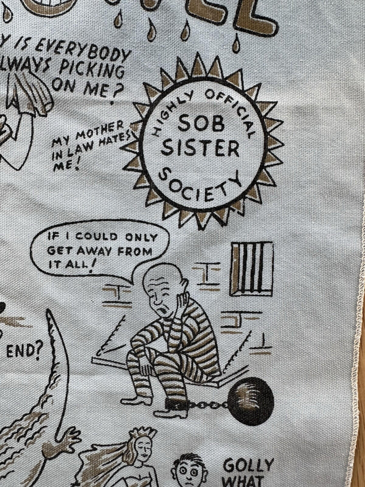 vintage 50's 60's bar ware TEA crying TOWEL cartoon comedy TATTOO FLASH