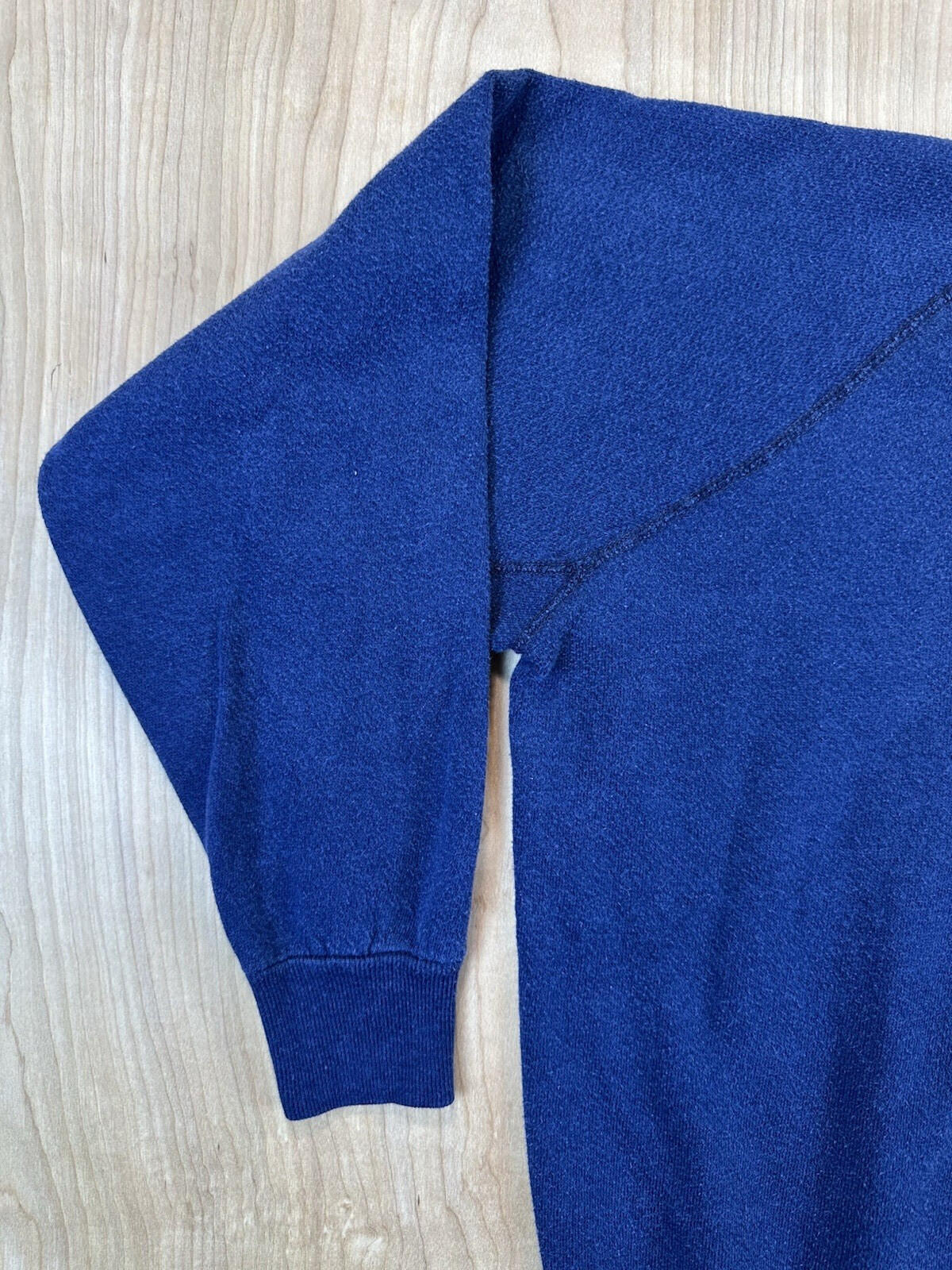 vintage 80's MAC AFEE SCHOOL sweatshirt GIRAFFE raglan BLUE small SOFT WORN wow