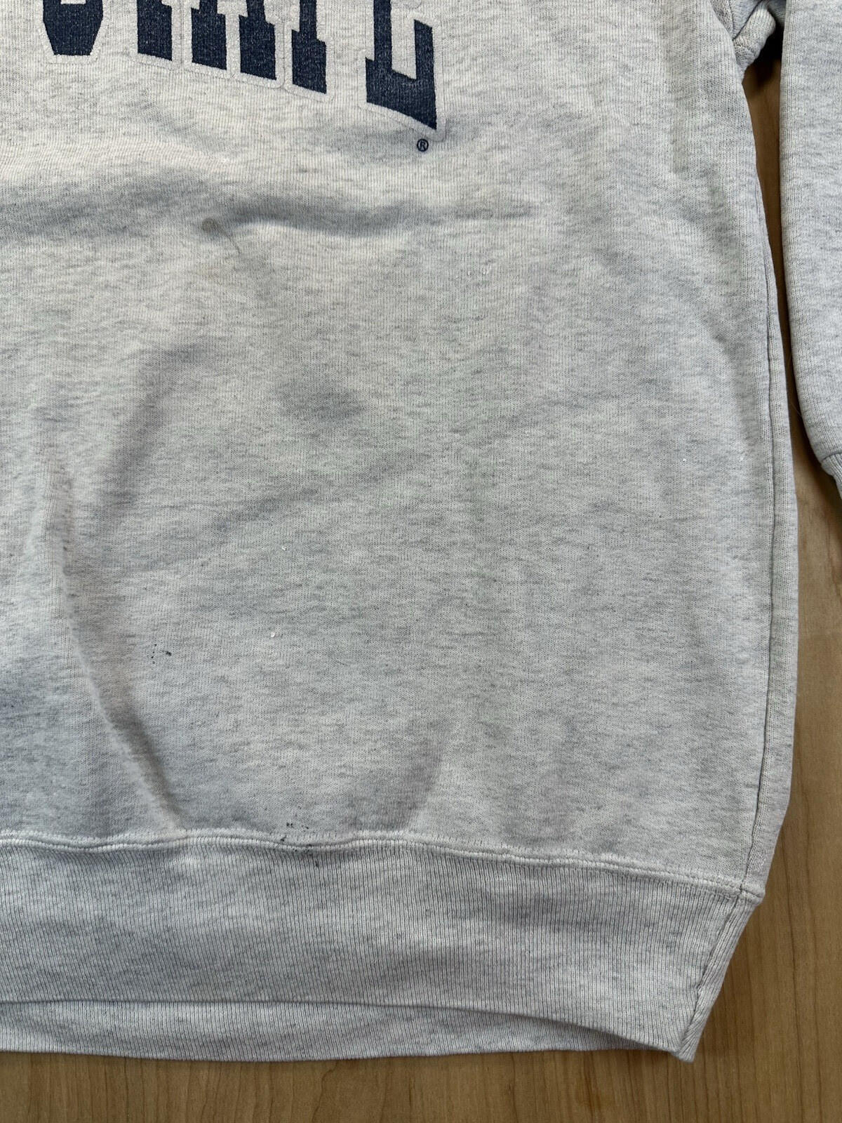 vintage 80's PENN STATE sweatshirt L double sided print DODGER tag PAINT SPLAT