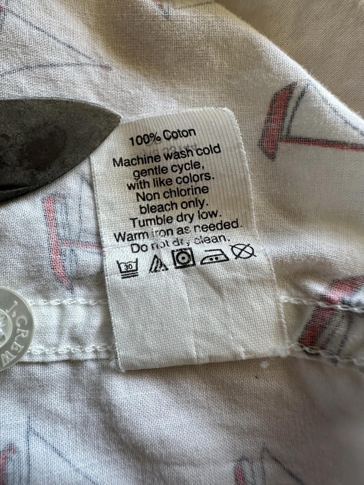 J CREW OXFORD sailboat print BUTTON UP off white XTRA small PREPPY