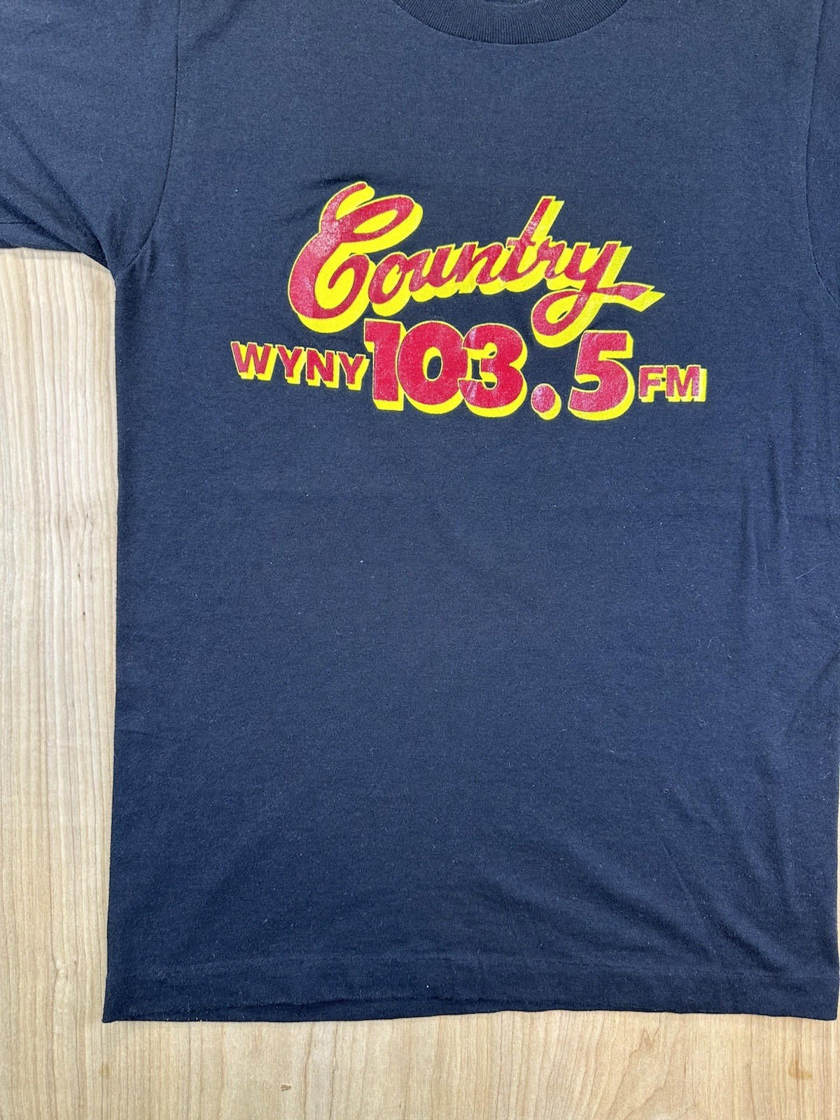 vintage 1988 NYC COUNTRY RADIO STATION t shirt wyny 103.5 FM ched tag BLACK med