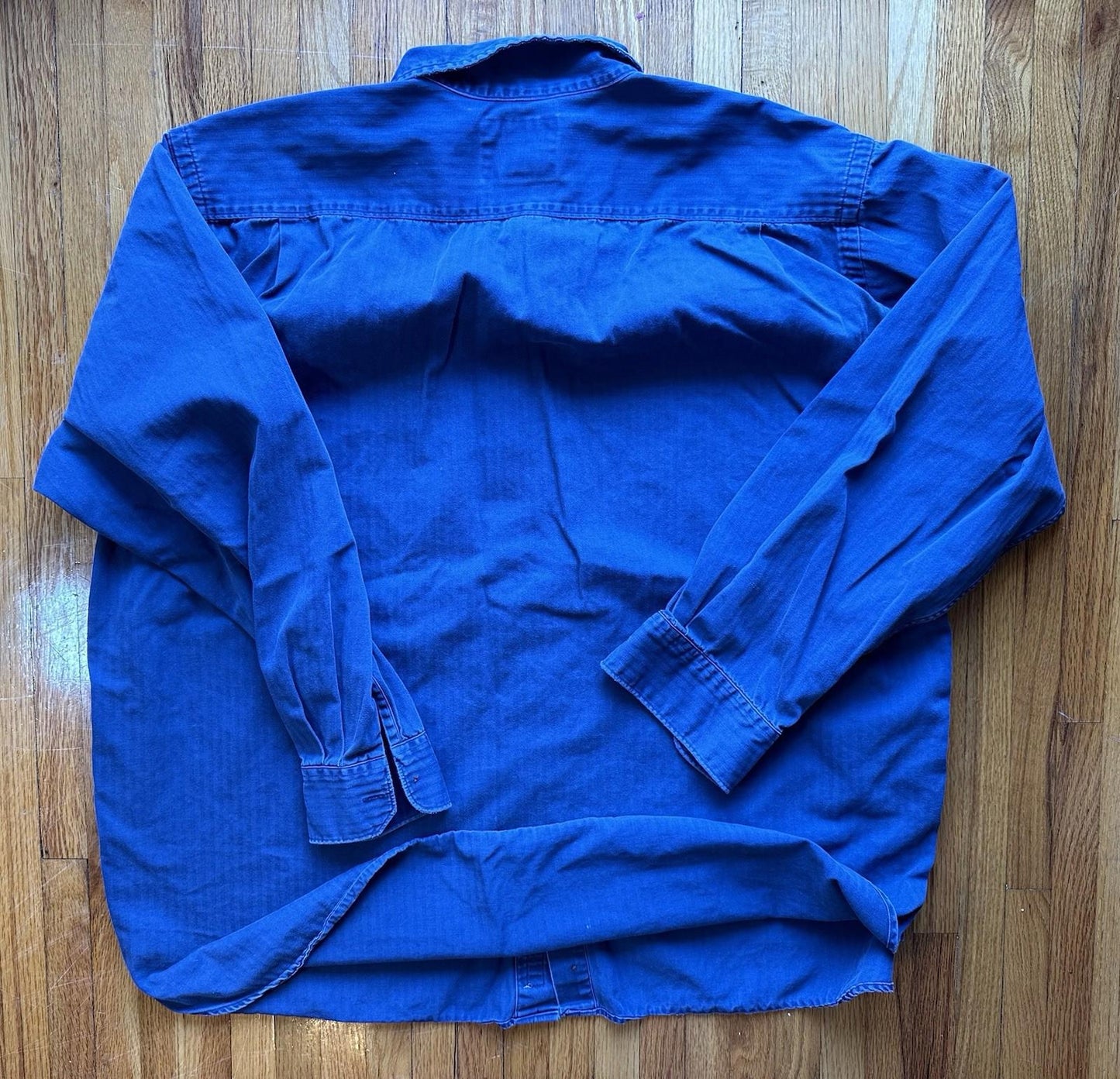 vintage 90's Abercrombie & fitch WORK SHIRT XL blue herringbone COTTON rare NICE