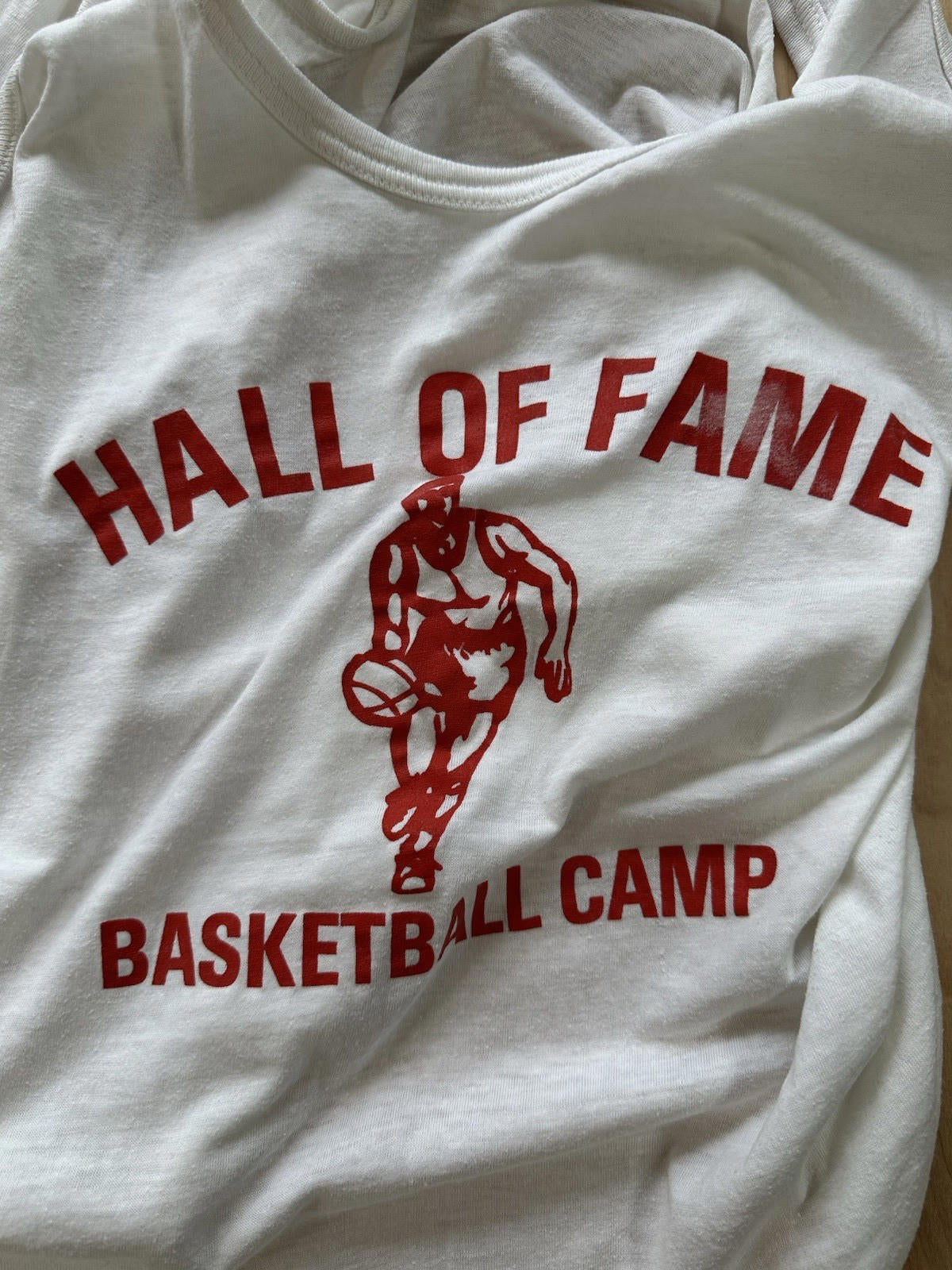 vintage 1980's BASKETBALL CAMP tank top SINGLE STITCH hall of fame LARGE
