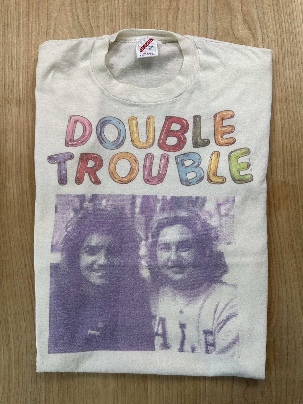 vintage 1980's DOUBLE TROUBLE computer printed graphics T SHIRT jerzees USA
