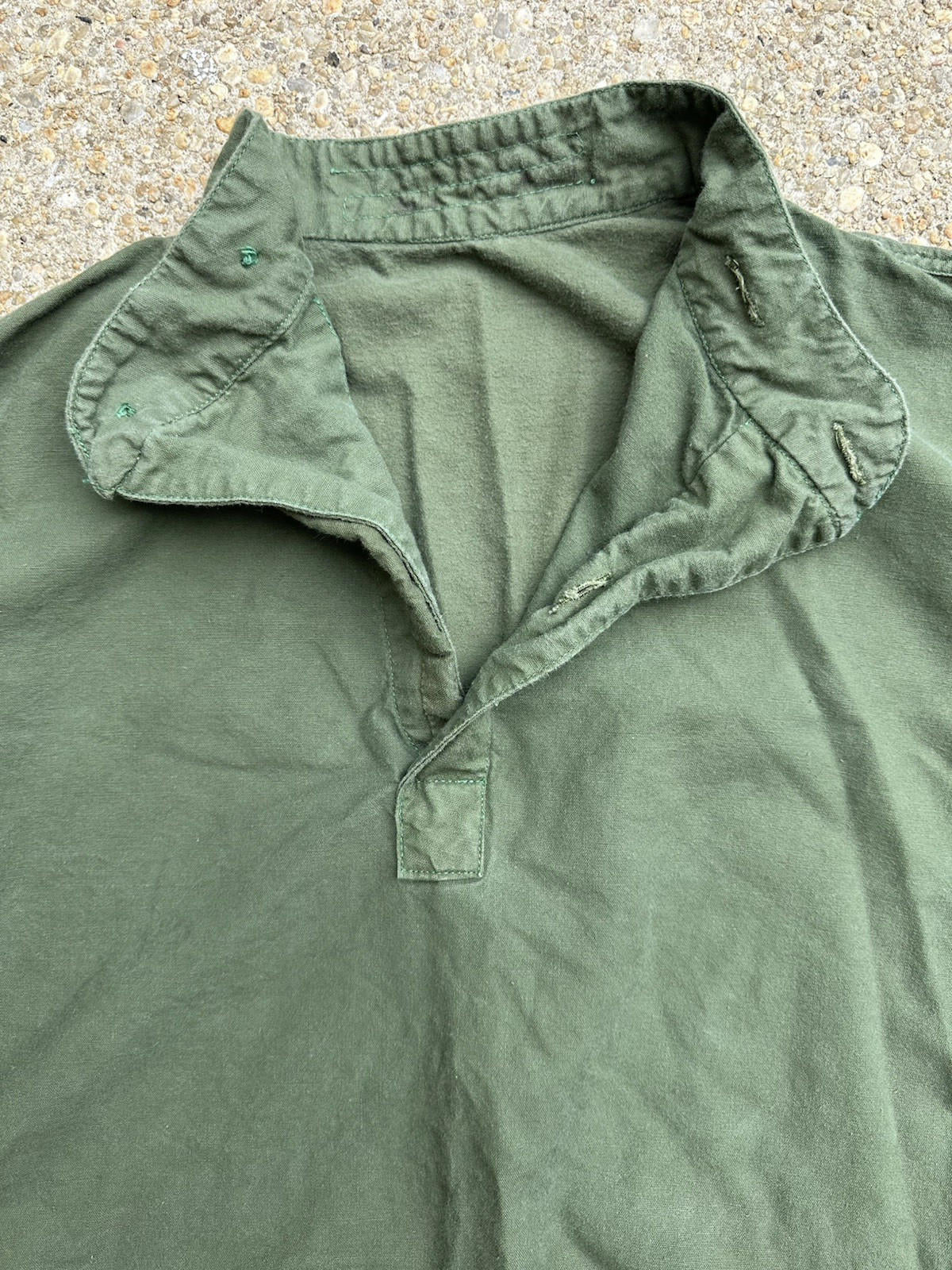 vintage military longsleeve POPOVER large PREPPY gorpcore MANDARIN type collar