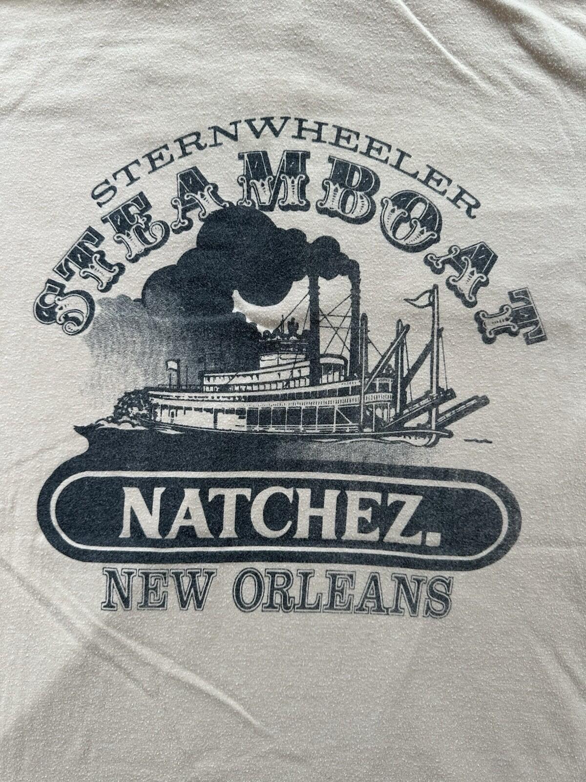 vintage 70's STEAMBOAT shirt NEW ORLEANS natchez LARGE pocket 2 sided RARE