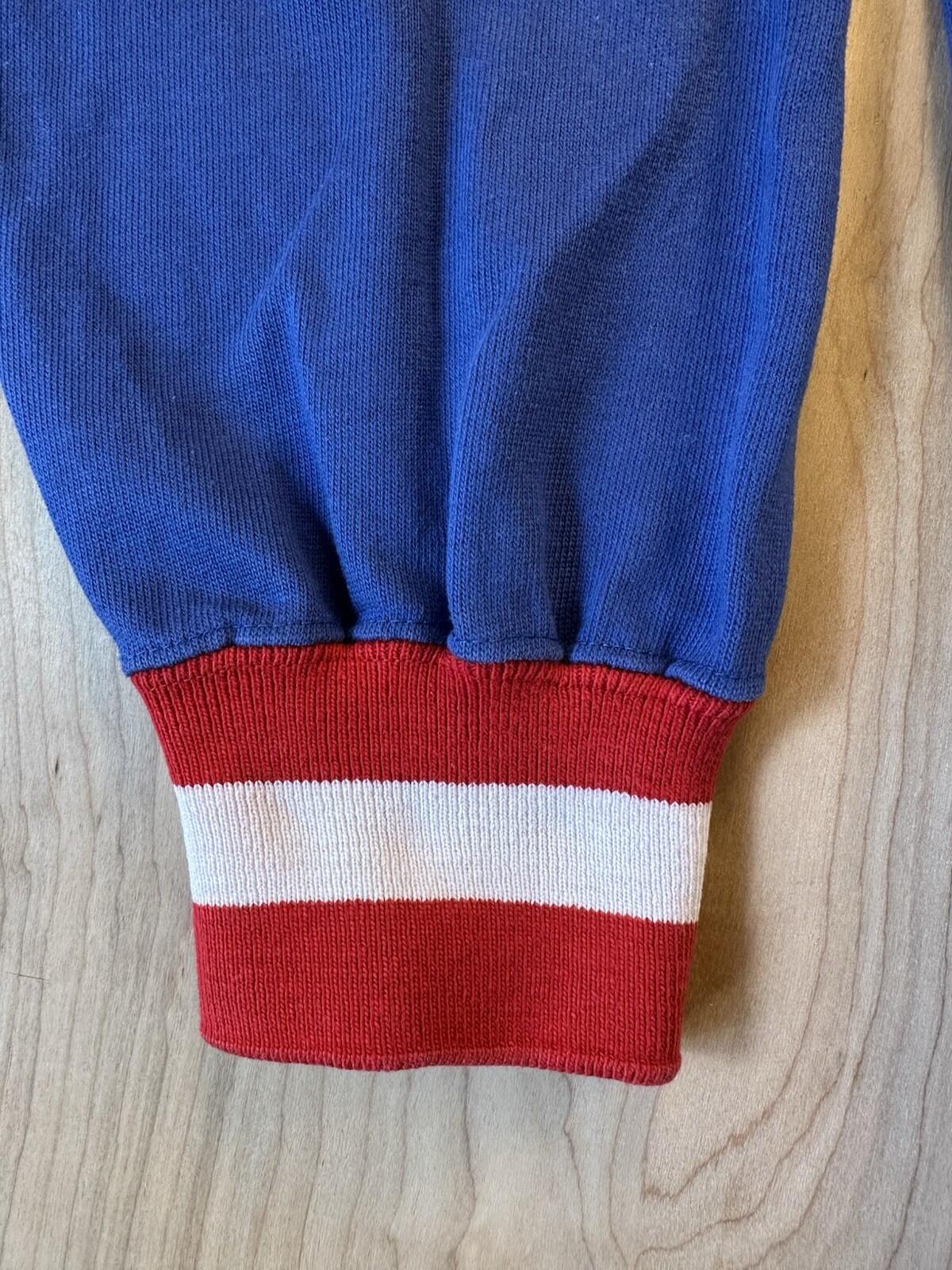 vintage POLO crewneck SWEATSHIRT red white blue STRIPE pockets XTRA LARGE