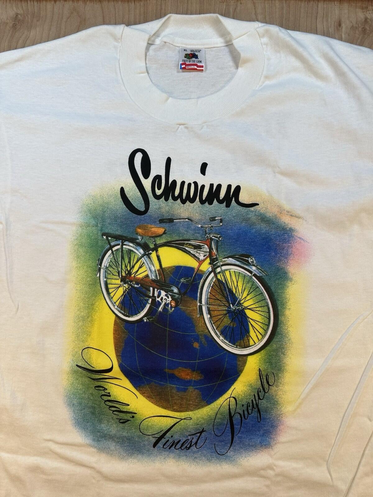 vintage 1990 SCHWINN BLACK PHANTOM RIDES AGAIN t shirt white NEVER WORN biking