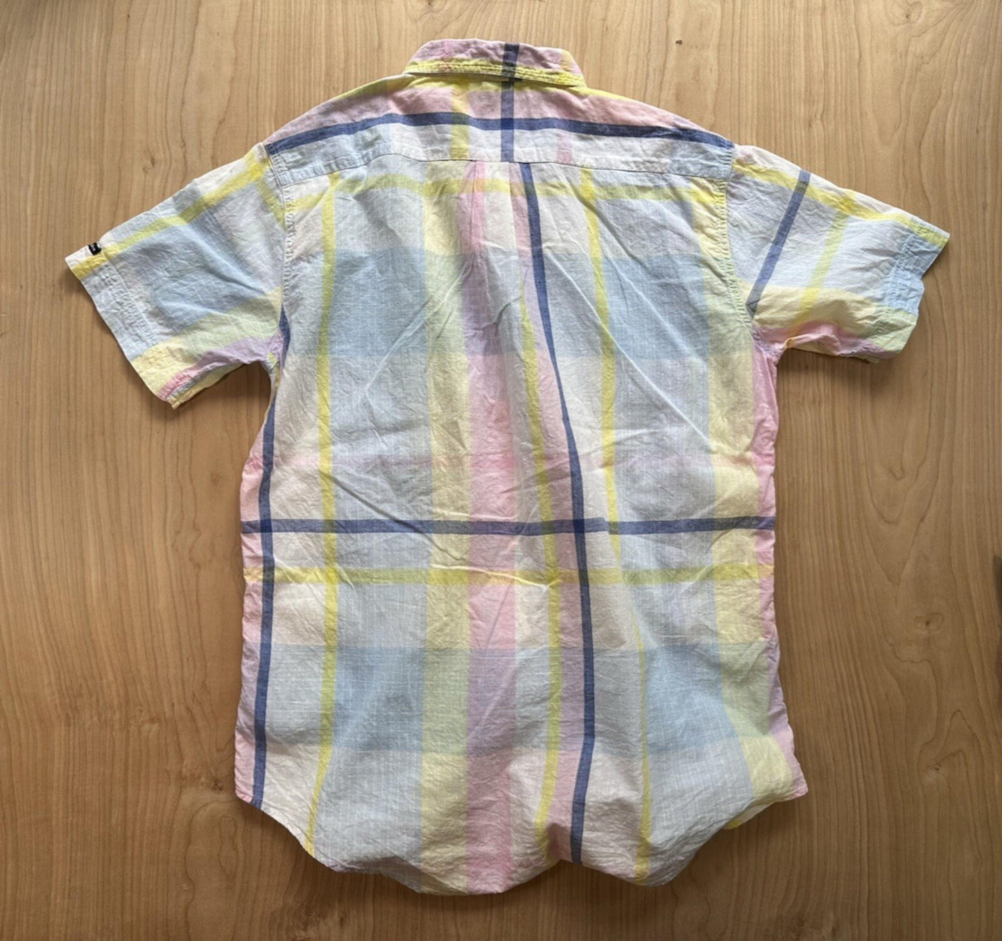 vintage 80's-90's SUMMER PLAID button up SHORT SLEEVE collar MADRAS preppy