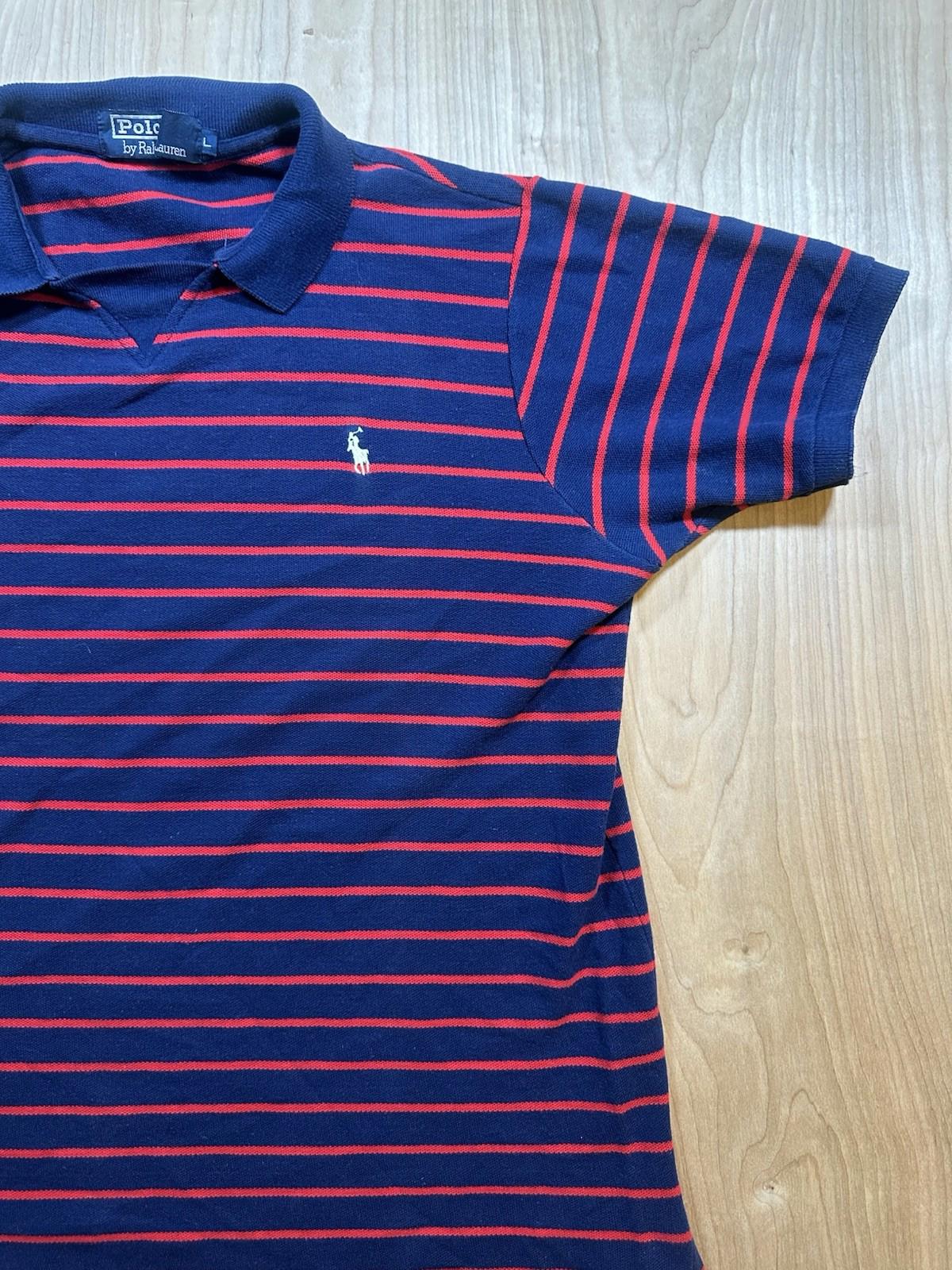 vintage 80's POLO RALPH LAUREN short sleeve RUGBY POLO shirt RARE collar LARGE