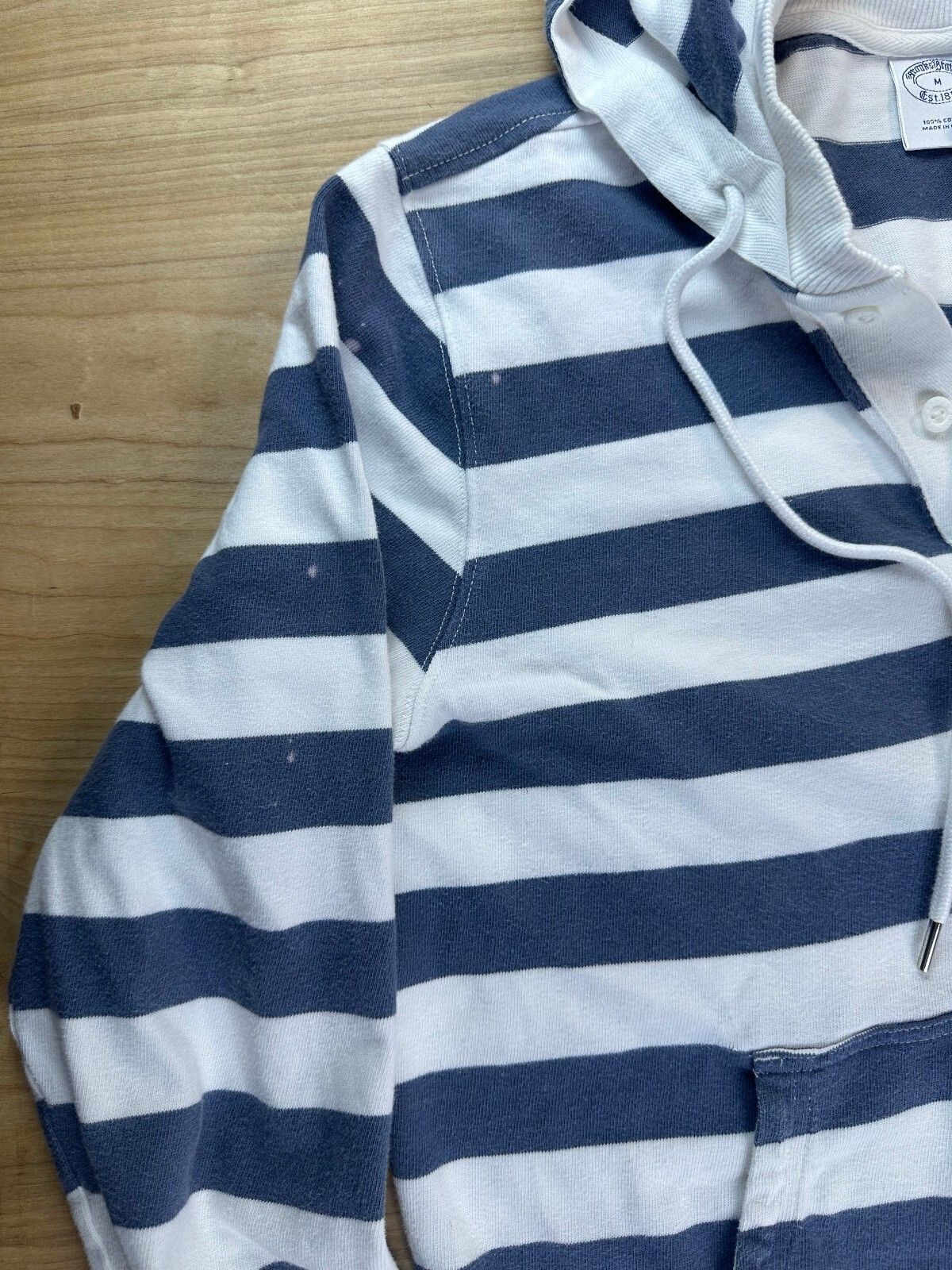 Vintage Brooks Brothers Hoodie medium sailor stripe cotton knit nautical henley