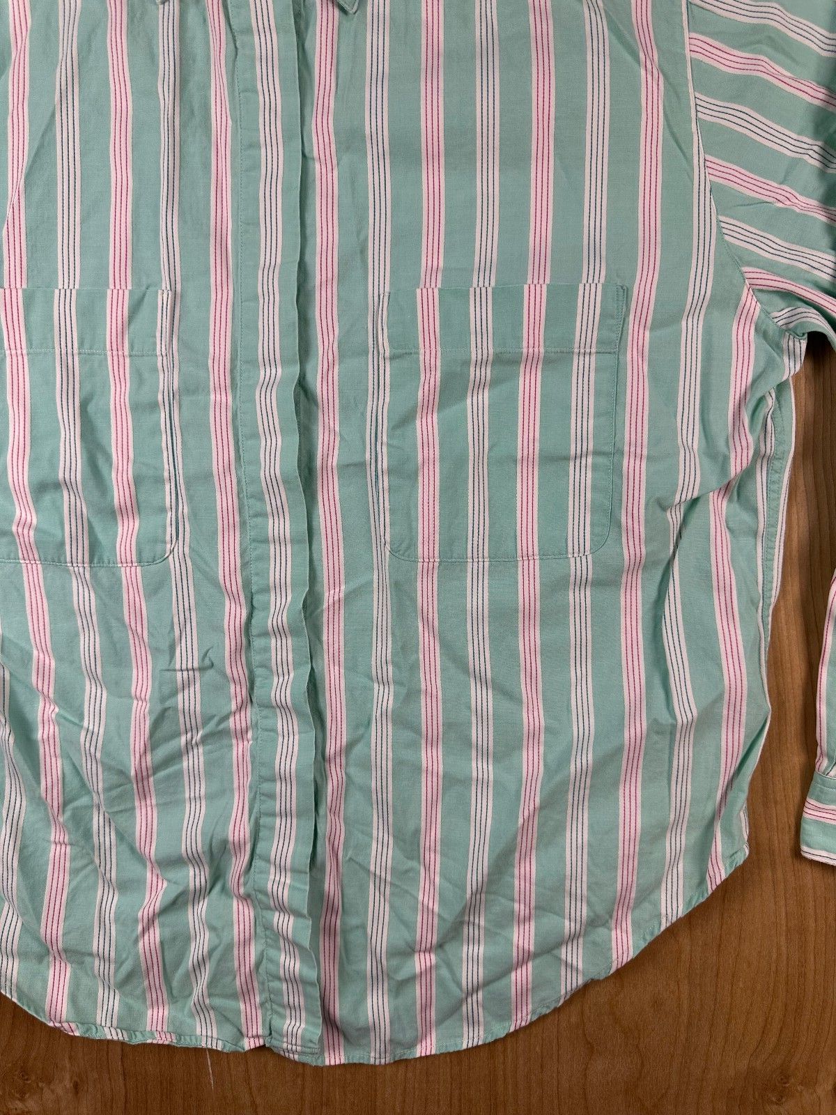 Vintage 80s John Henry button up shirt 100% cotton striped hidden placket preppy