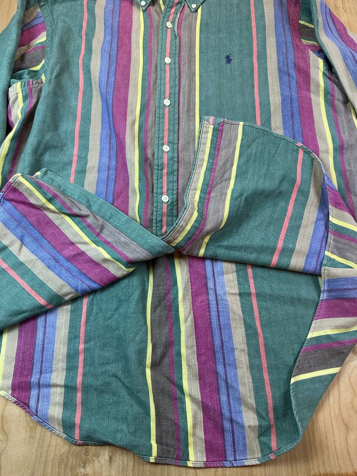 Vintage 90s Ralph Lauren button up shirt xlarge multistripe 100% cotton preppy