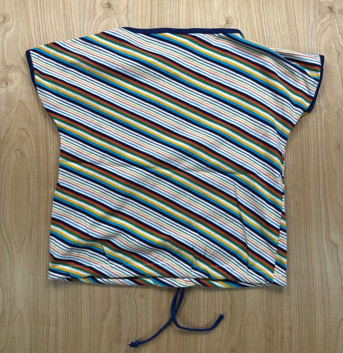 Vintage 70s Quote Me knit top striped cap sleeve contrast drawstring hem cropped