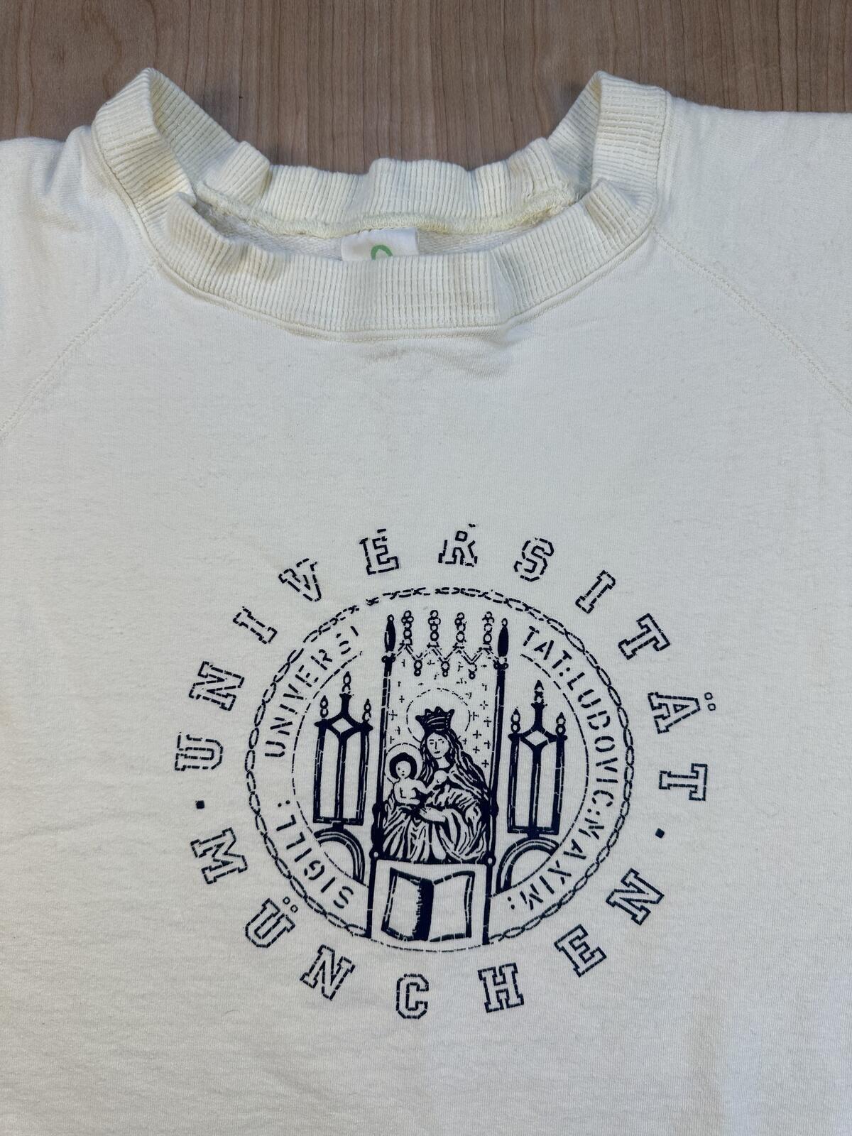Vinage 80s Universitat Munchen Sweatshirt cotton club small cream thick germany