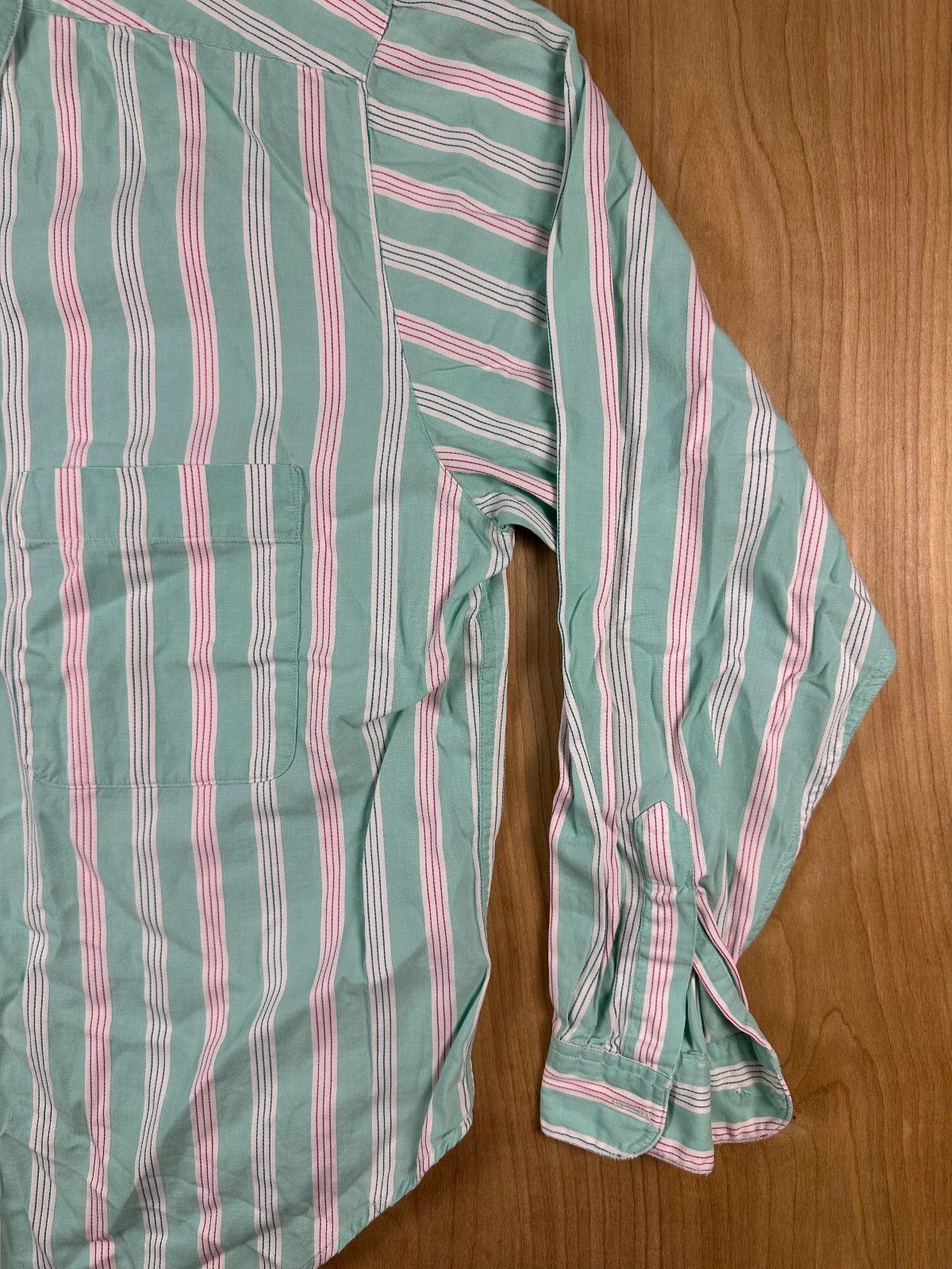 Vintage 80s John Henry button up shirt 100% cotton striped hidden placket preppy
