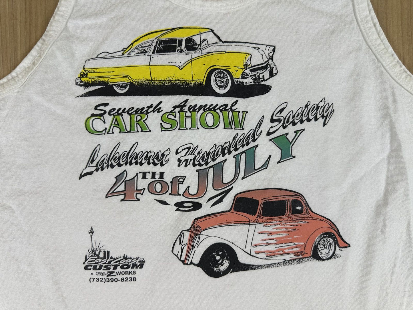 Vintage 90s Lakehurst Historical Society Car Show tank july 4 large 100% cotton