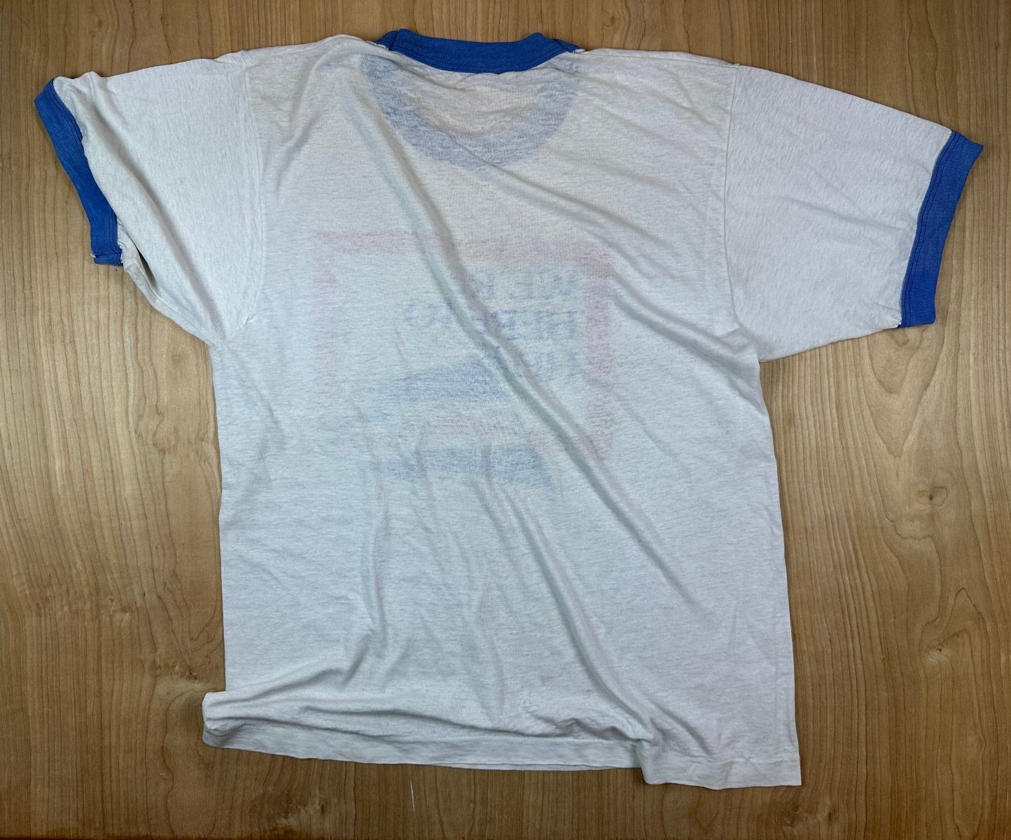 Vintage 80s We're Here to Help tshirt Lawrence Group single stitch ringer patina