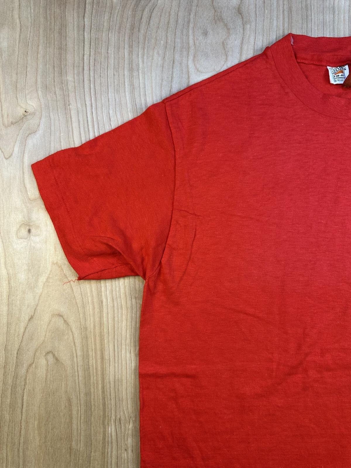 Vintage 70s Hanes Single Stitch tshirt red Medium blank made in usa cotton