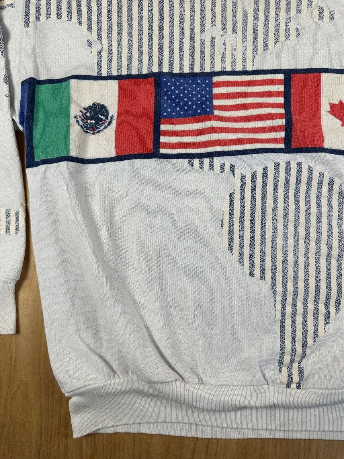 Vintage 80s International Flag Sweatshirt large map olympics cozy sporty