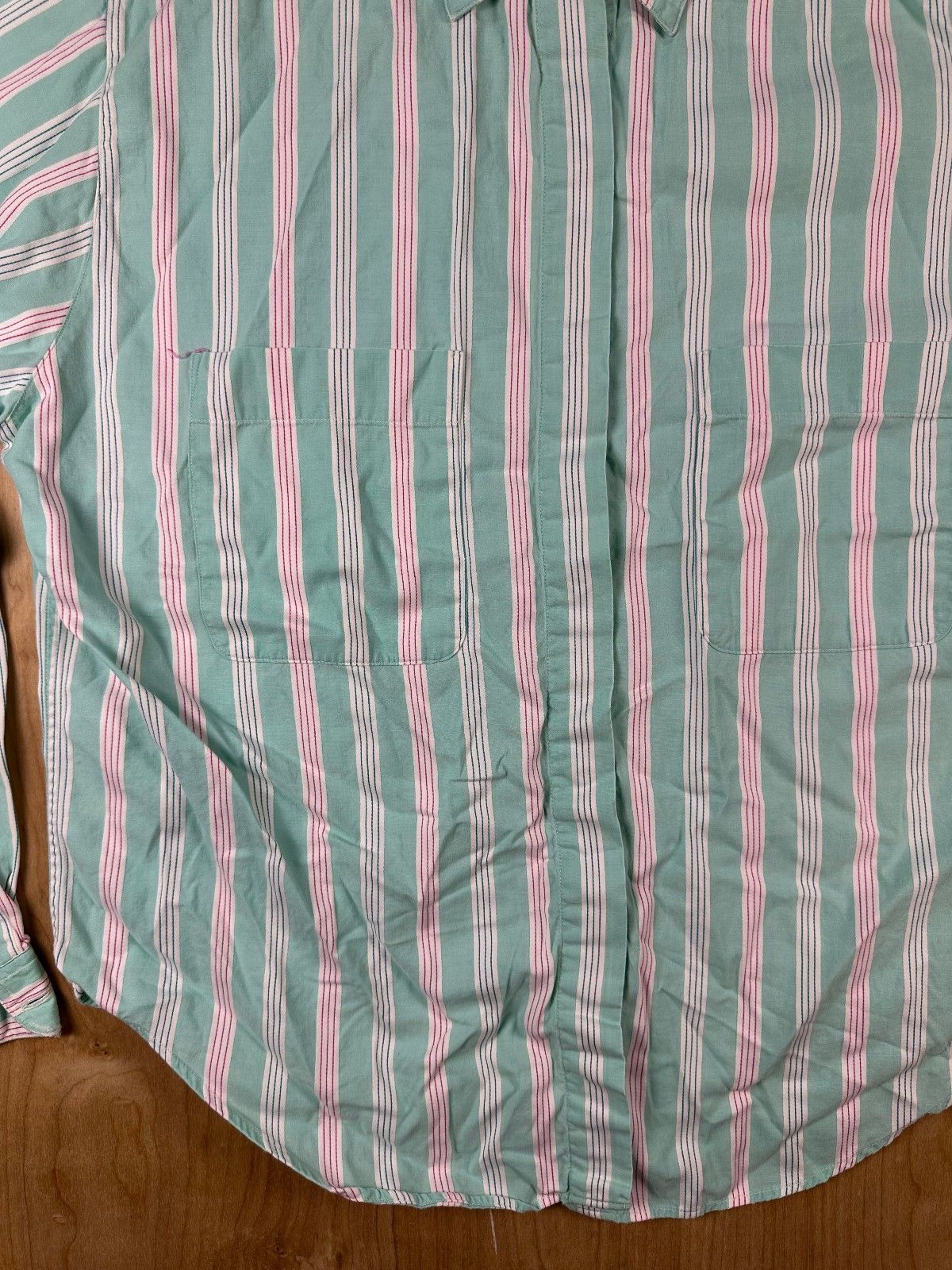 Vintage 80s John Henry button up shirt 100% cotton striped hidden placket preppy