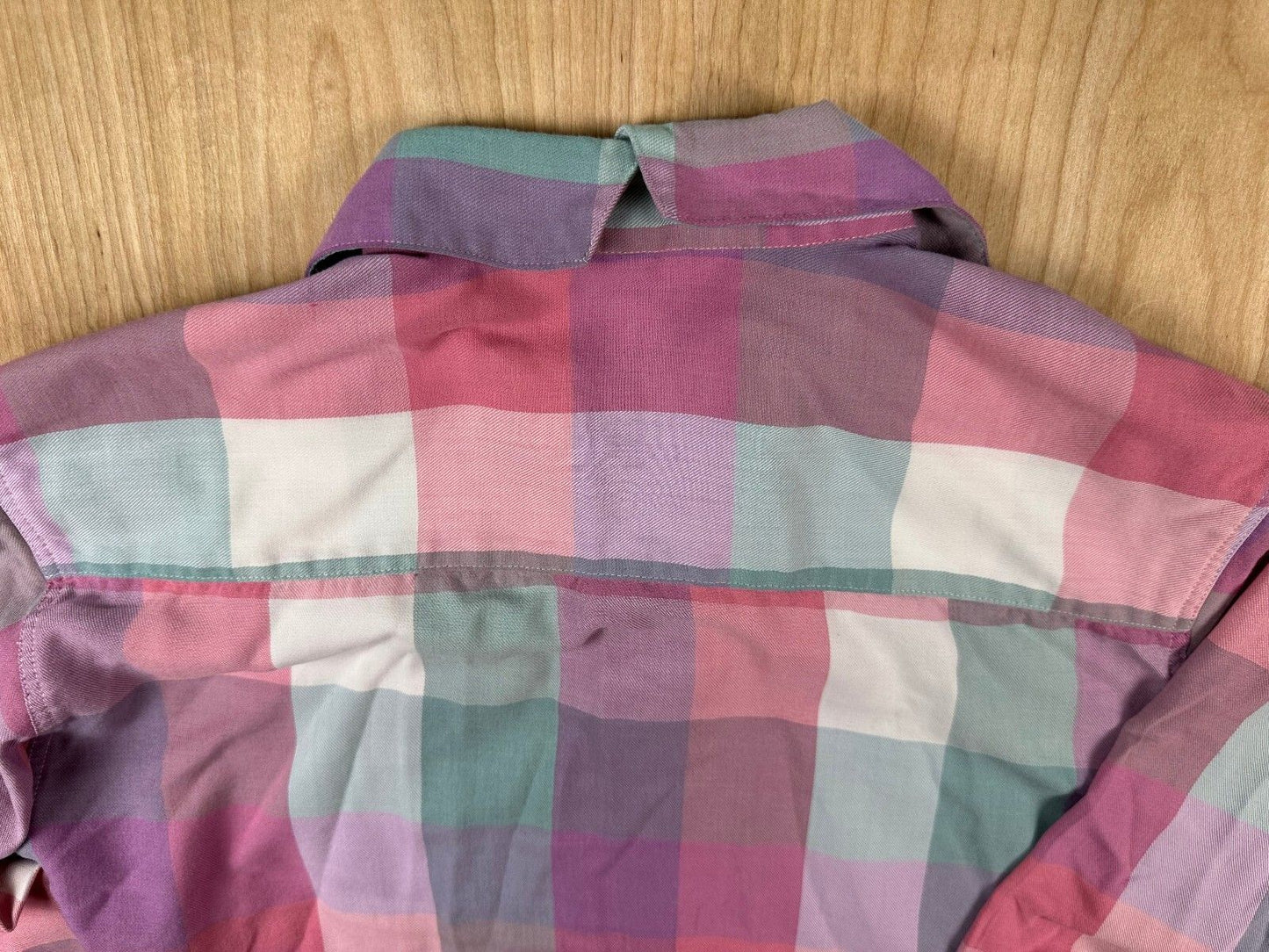 Vintage 80s Averroe button up shirt medium plaid pastel unique
