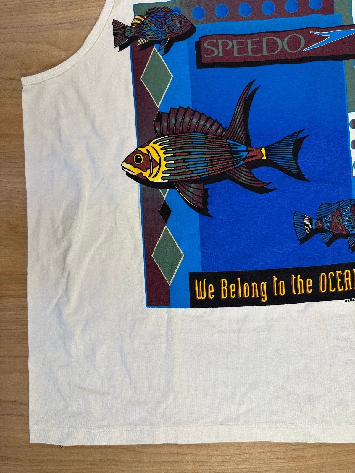 Vintage 90s speedo tank top nwt large made in usa 100% cotton fish sporty beach