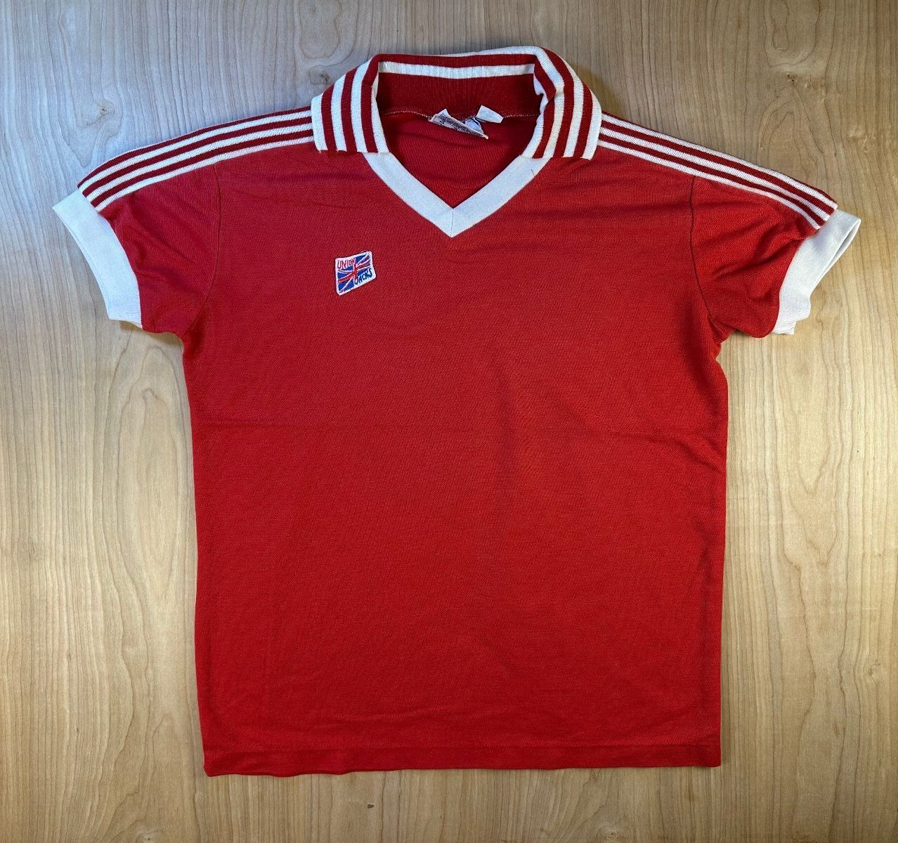 Vintage 80s Union Jacks Soccer jersey retro athletic ringer vneck striped