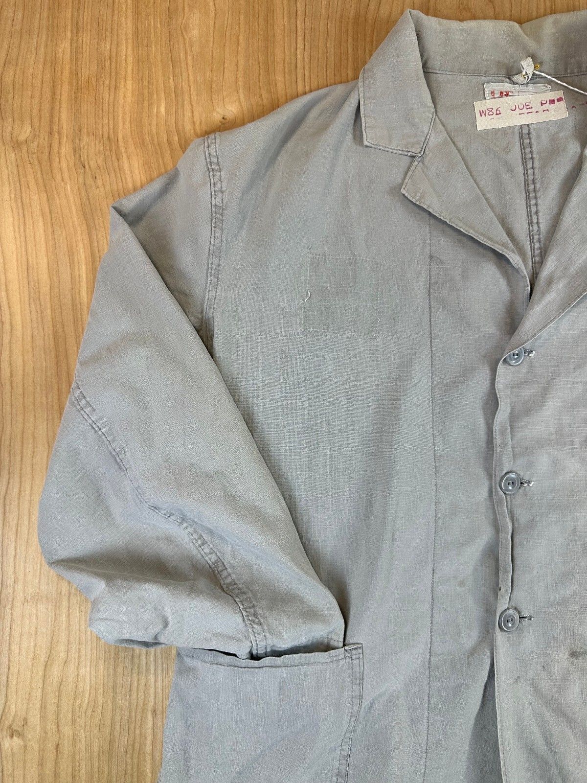 Vintage 70s Chore Jacket large cotton gray workwear shirt jacket barn coat