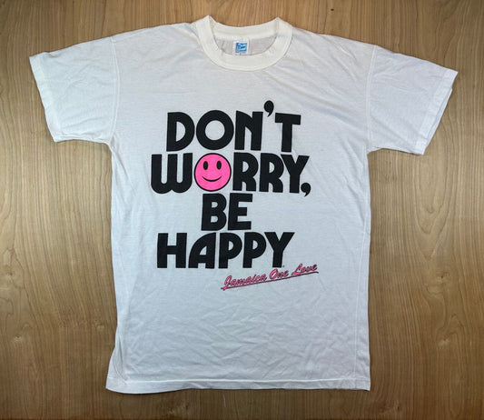 Vintage 80s Dont Worry Be Happy tshirt Jamaica one love sun island single stitch