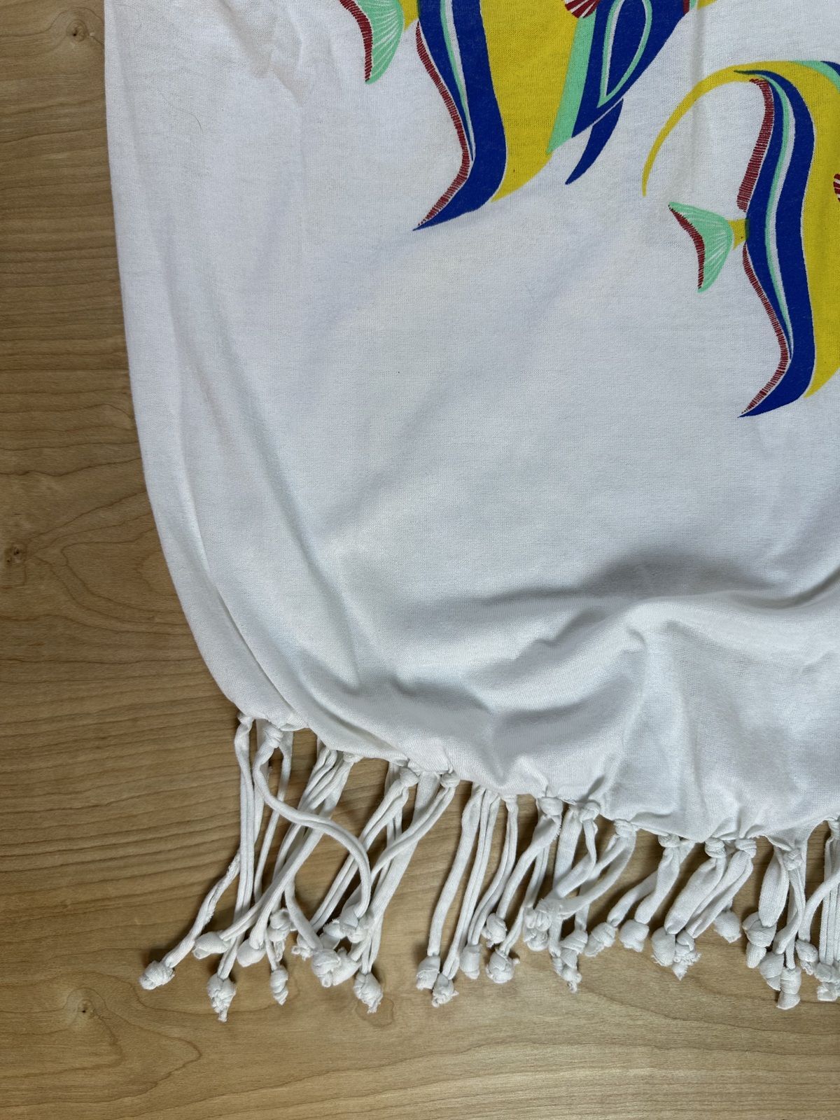 Vintage 80s Paradise Island Fringe tshirt coverup vacation beach tropical