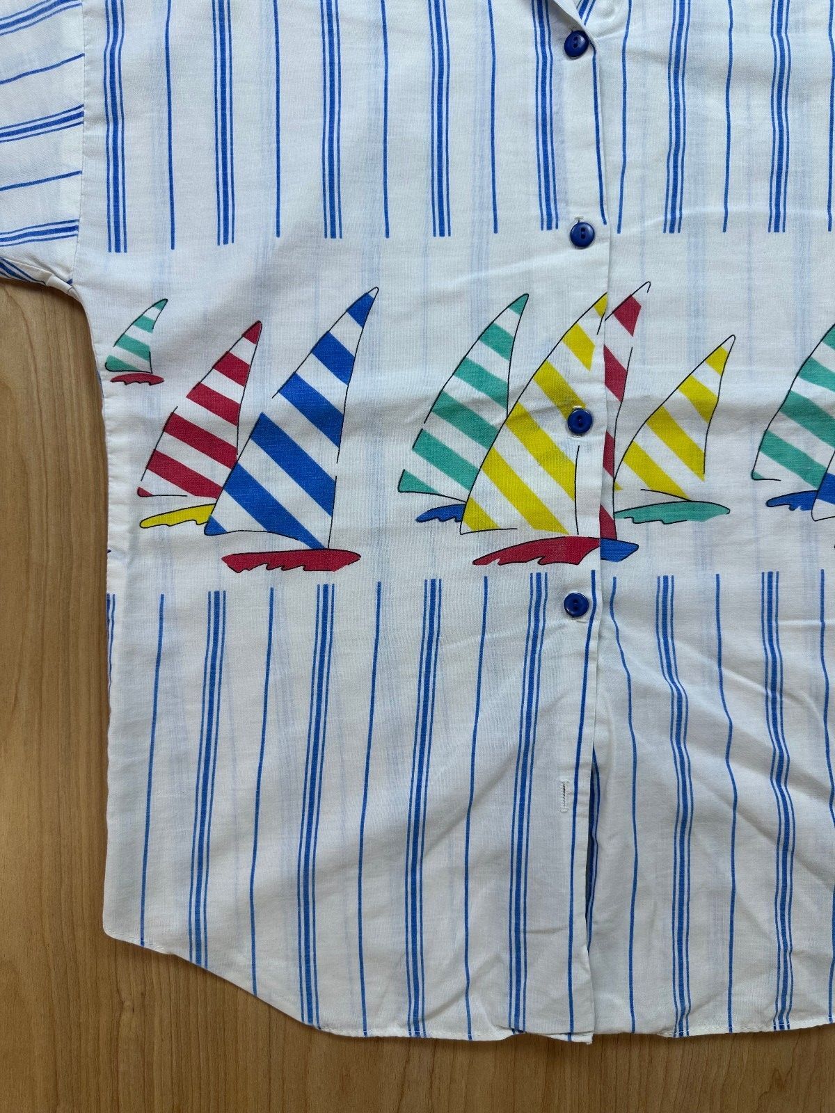 Vintage 80s California Connection button up medium striped boat sailing nautical