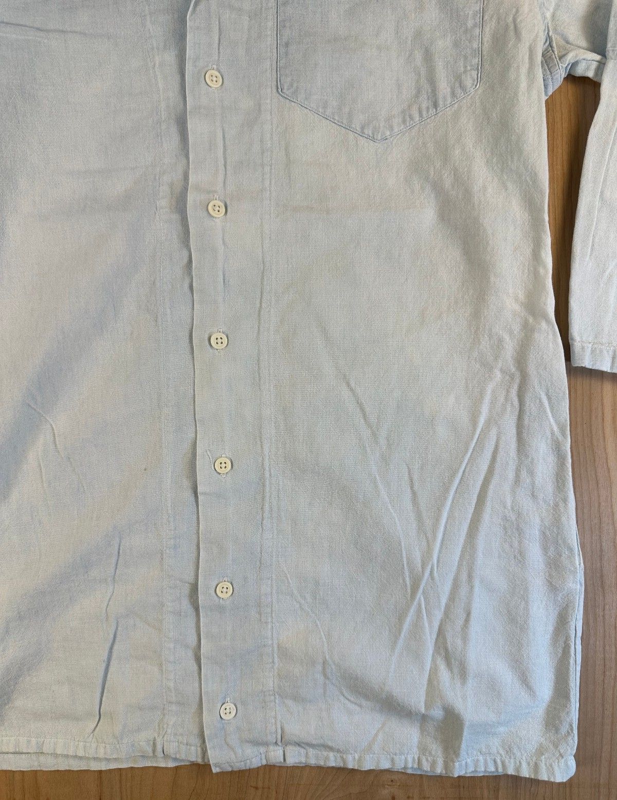 Vintage 90s Ralph Lauren 3/4 sleeve chambray button up shirt 100% cotton light