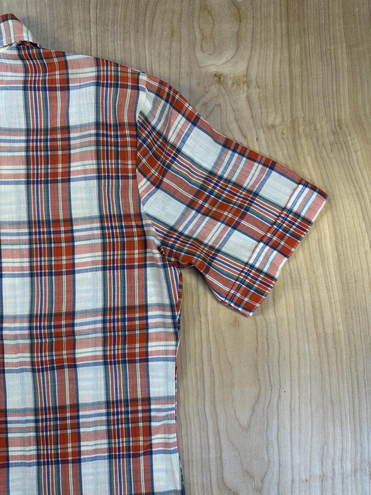 Vintage 70s Skiva button up plaid shirt country curved hem worn lightweight
