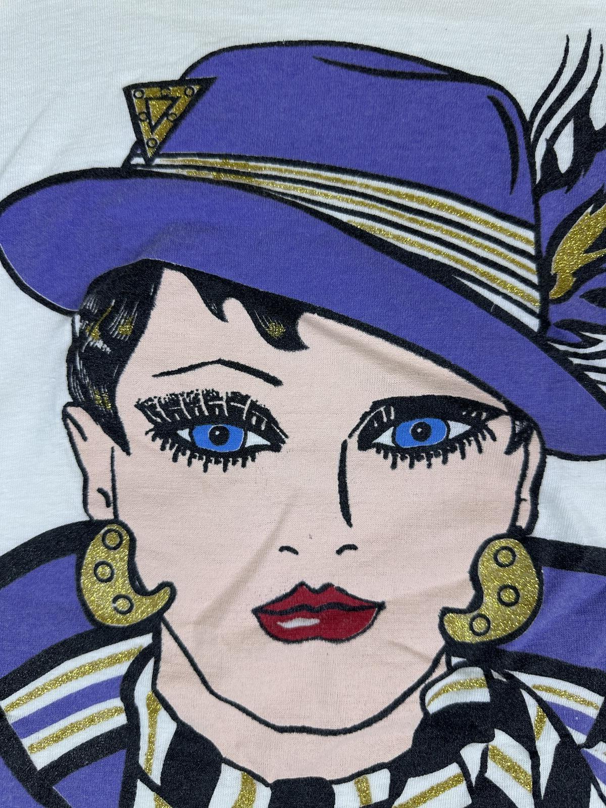 Vintage 80s Pop Art sketch tshirt Single Stitch cotton glamour large