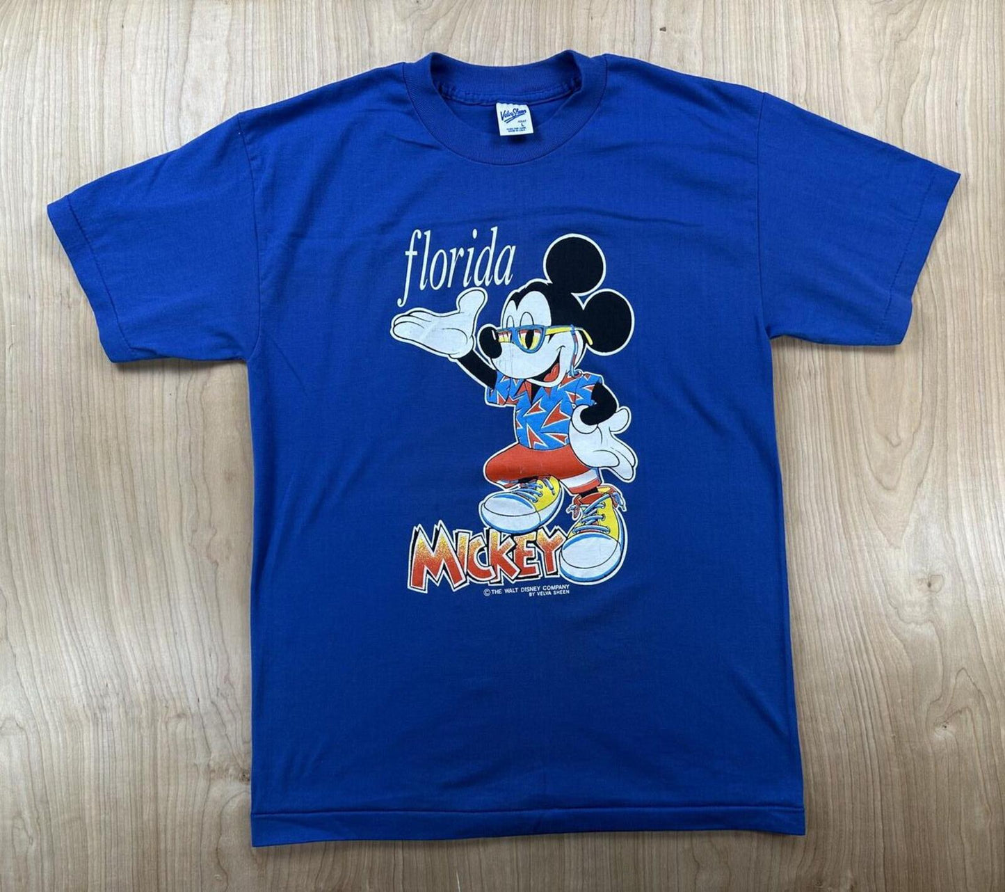 Vintage 80s Velva Sheen Mickey Mouse Florida Single Stitch tshirt Large made usa