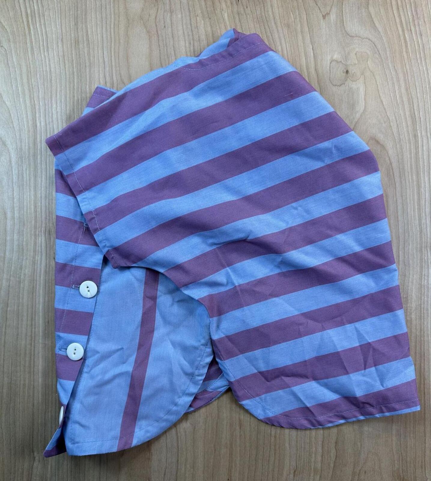 Vintage 70s Mister A striped button up blouse small cropped cap sleeve contrast