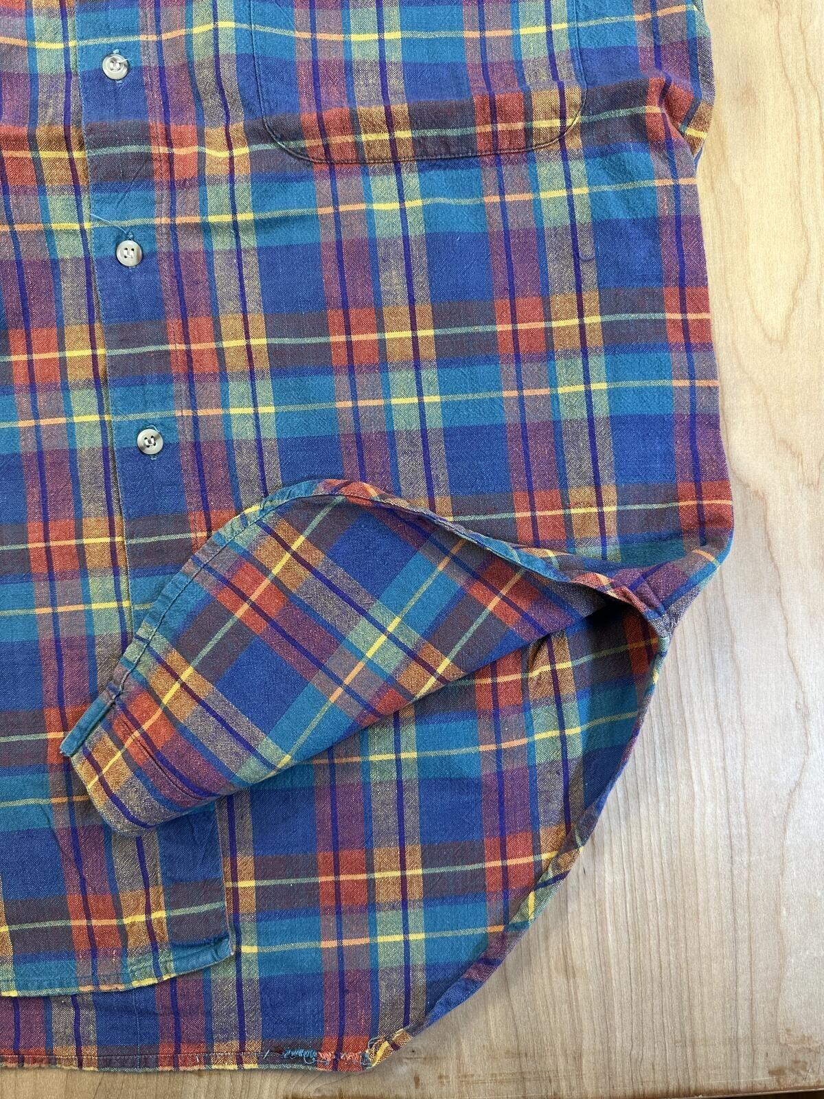 Vintage 80s World Island short sleeve button up madras shirt 100% cotton medium